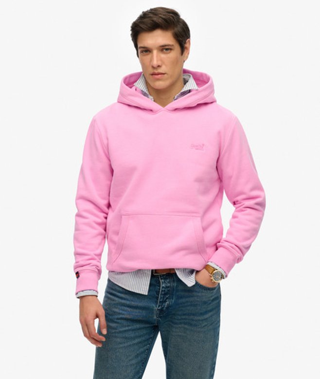 Essential Hoodie met Logo en Halfgeborstelde Voering Roze Grootte: M afbeelding