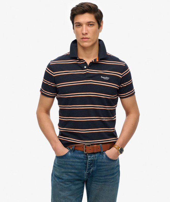 Lichtgewicht Gestreept Jersey Poloshirt