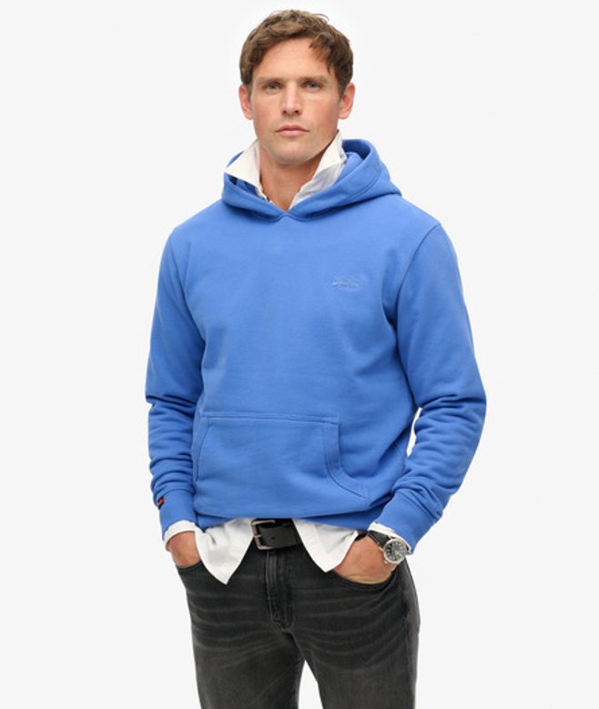 Essential Hoodie met Logo en Halfgeborstelde Voering Blauw Grootte: M afbeelding