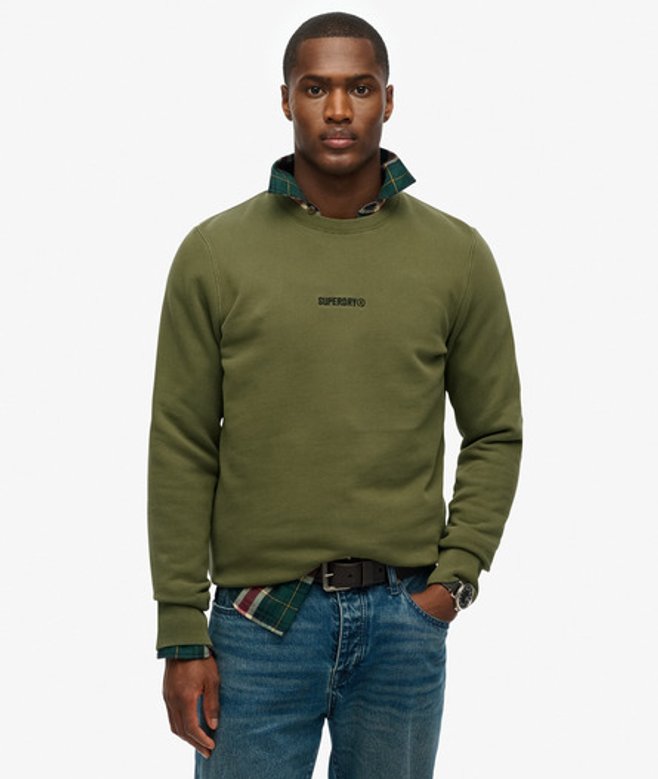 Superdry Sweatshirt met Ronde Hals en Micrologo Green