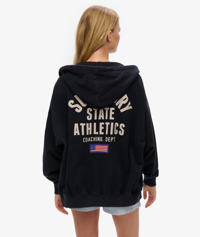 Women's Athletic Essentials Oversized Zip Hoodie / Eclipse - Size: 12 - Superdry - Modalova