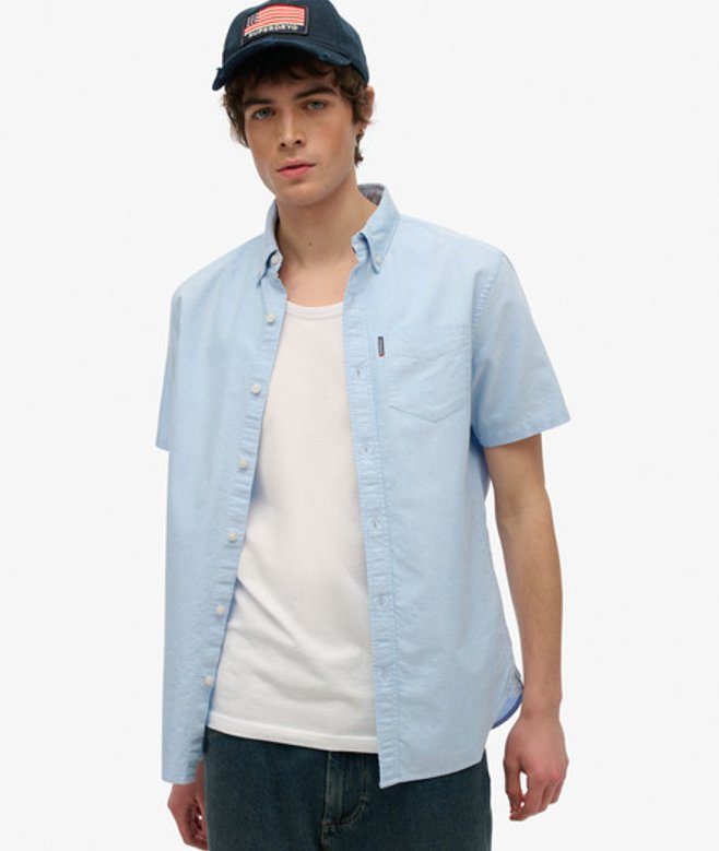 Superdry Oxford-overhemd met Korte Mouwen Blue