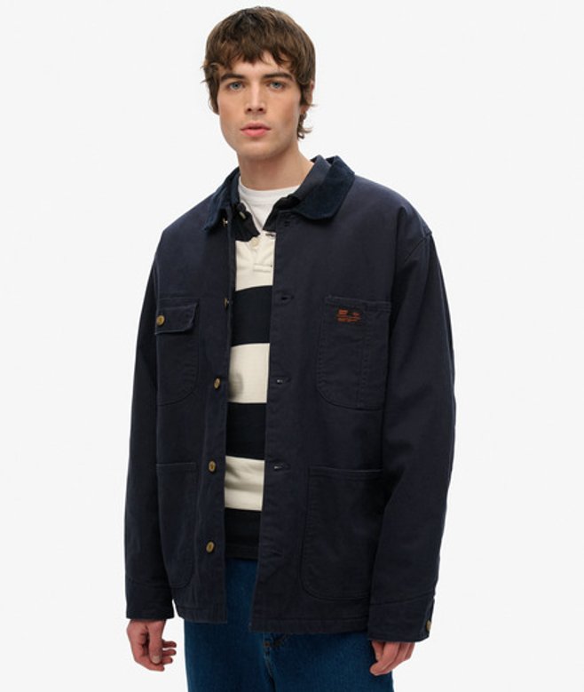 Men's Surplus Four Pocket Chore Jacket Navy / Eclipse Navy - Size: S - Superdry - Modalova