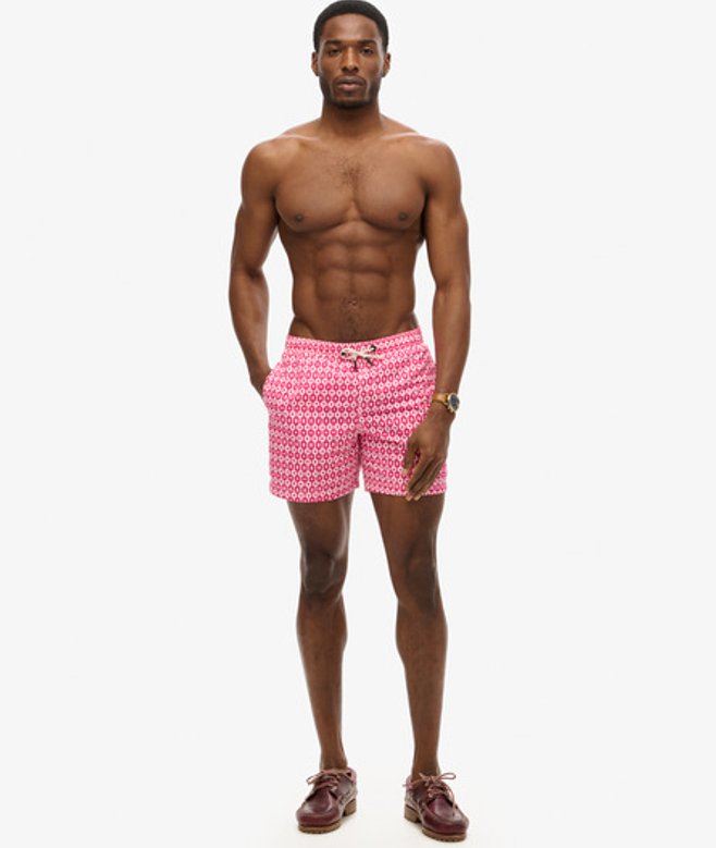 Superdry Men&rsquo;s Printed 15-inch Recycled Swim Shorts Pink / Pink Geo Print - Size: M