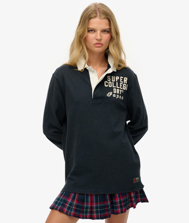 Women's Oversized Athletic Rugby Top Navy / Eclipse Navy - Size: XL - Superdry - Modalova