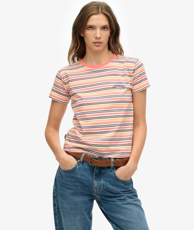 Essential Gestreept T-shirt met Logo Crème Grootte: 38 afbeelding