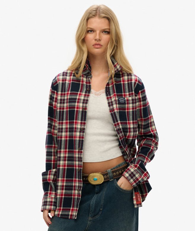 Damen Langärmeliges OverGrößed Holzfällerhemd aus Baumwolle - Größe: XL - Superdry - Modalova