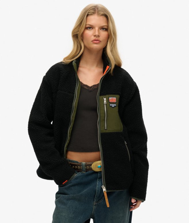 Oversized Vintage Retro Fleece met Volledige Rits Black Grootte: Xxl afbeelding