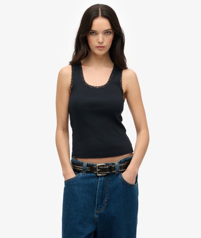 Damen Vintage Tanktop mit Spitzenbesatz - Größe: 34 - Superdry - Modalova