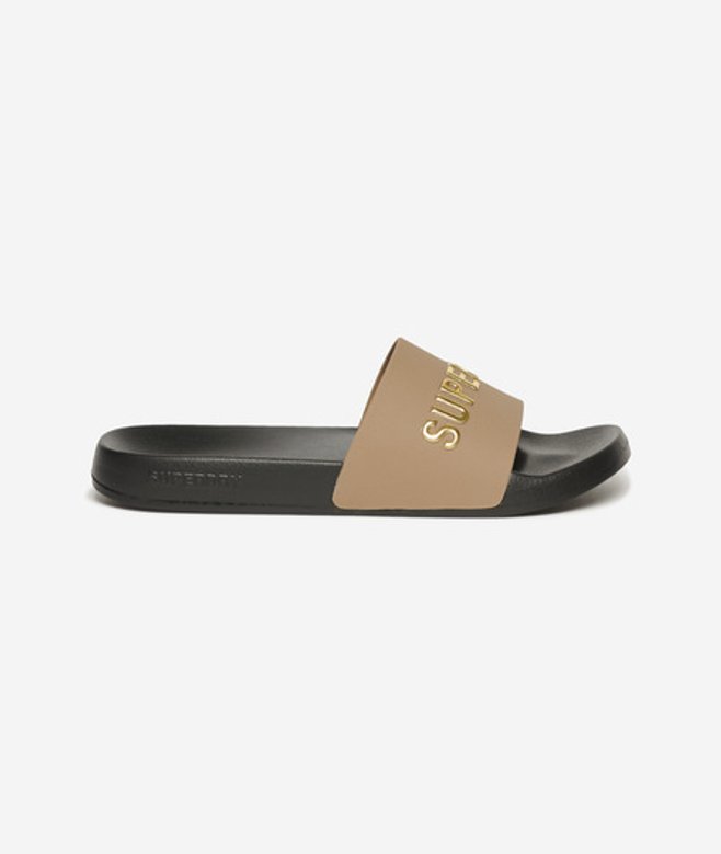 Superdry Vegan Badslippers met Logo Bruin