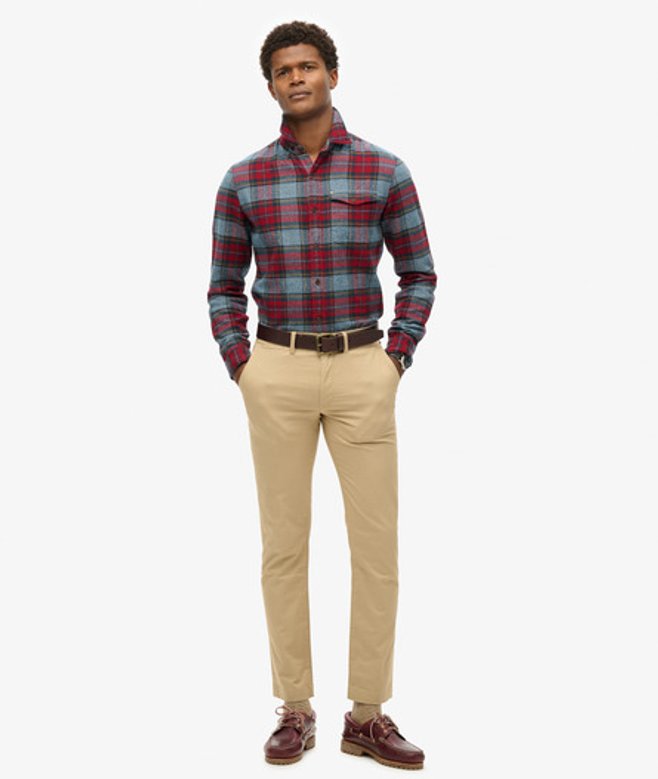 Slimfit Stretch Chinobroek met Taps Toelopende Pijpen Beige Grootte: 30/32 afbeelding