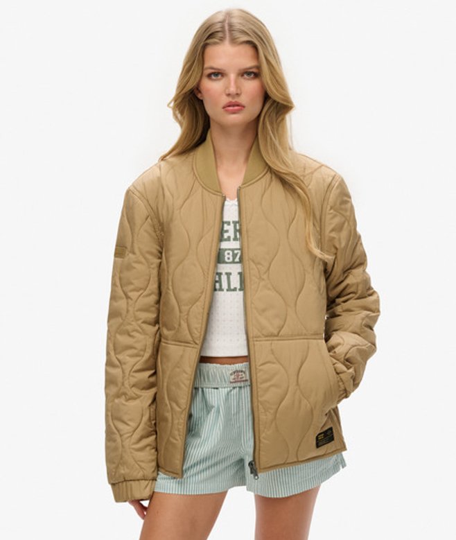 Women's Oversized Surplus Quilted Liner Jacket / Classic Tan - Size: L - Superdry - Modalova