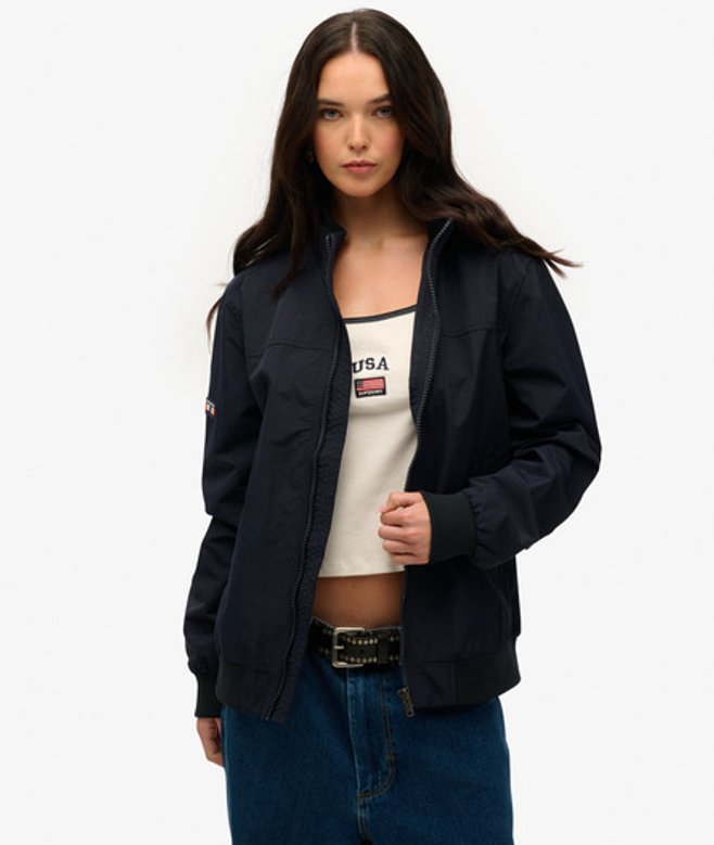 Women's Oversized Nylon Harrington Jacket Navy / Eclipse Navy - Size: XL - Superdry - Modalova