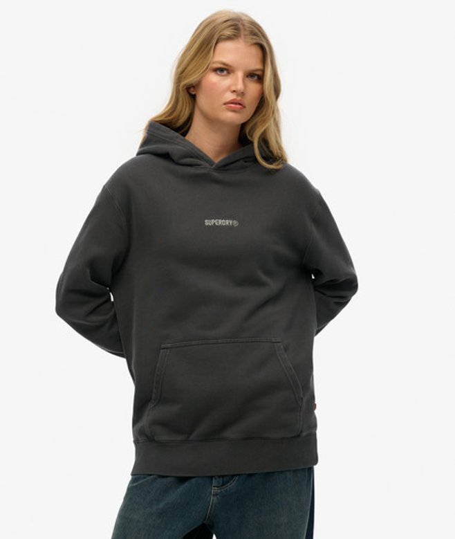Oversized Hoodie met Micrologo Dark Grey Grootte: L afbeelding