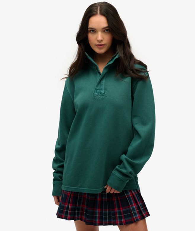 Superdry Klassieke Trui van Piquékatoen met Halve Rits Green