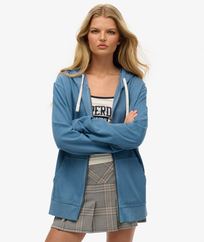 Superdry Oversized Classic Essential Hoodie met Rits Blue