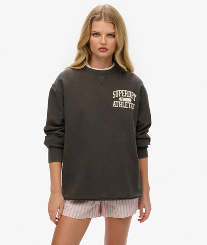 Oversized Athletic Essentials Sweatshirt met Ronde Hals Dark Grey Grootte: L afbeelding