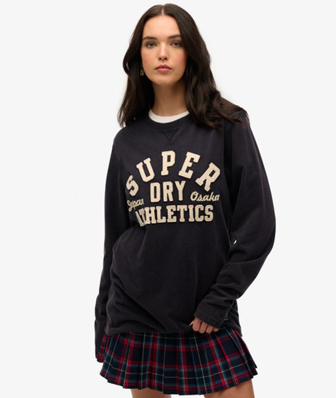 Women's Oversized Vintage Athletic Long Sleeve Top / Eclipse - Size: XL - Superdry - Modalova