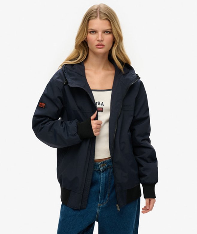 Women's Oversized Surplus Nylon Hooded Bomber Jacket Navy / Eclipse Navy - Size: XL - Superdry - Modalova