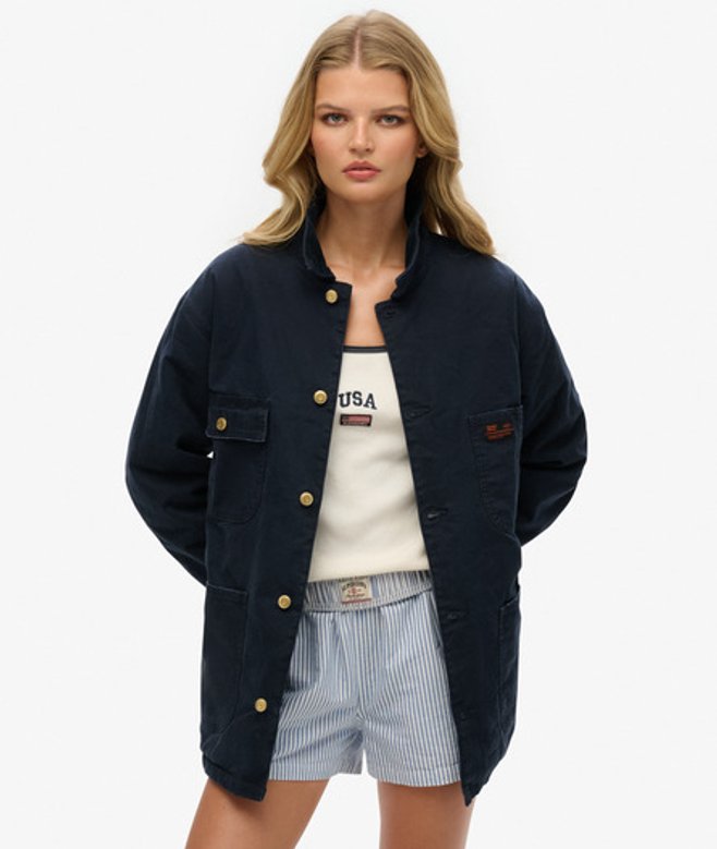 Women's Oversized Surplus Four Pocket Chore Jacket Navy / Eclipse Navy - Size: L - Superdry - Modalova