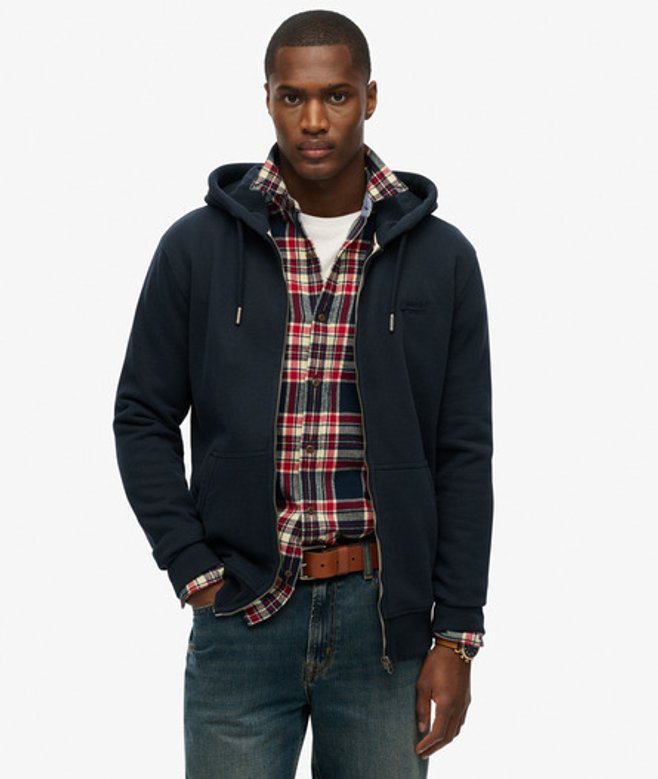 Superdry Essential Logo Rits Hoodie Blauw