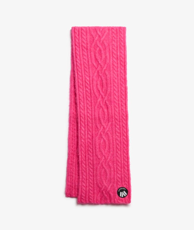 Cable Luxe Gebreide Sjaal Pink Grootte: 1SIZE