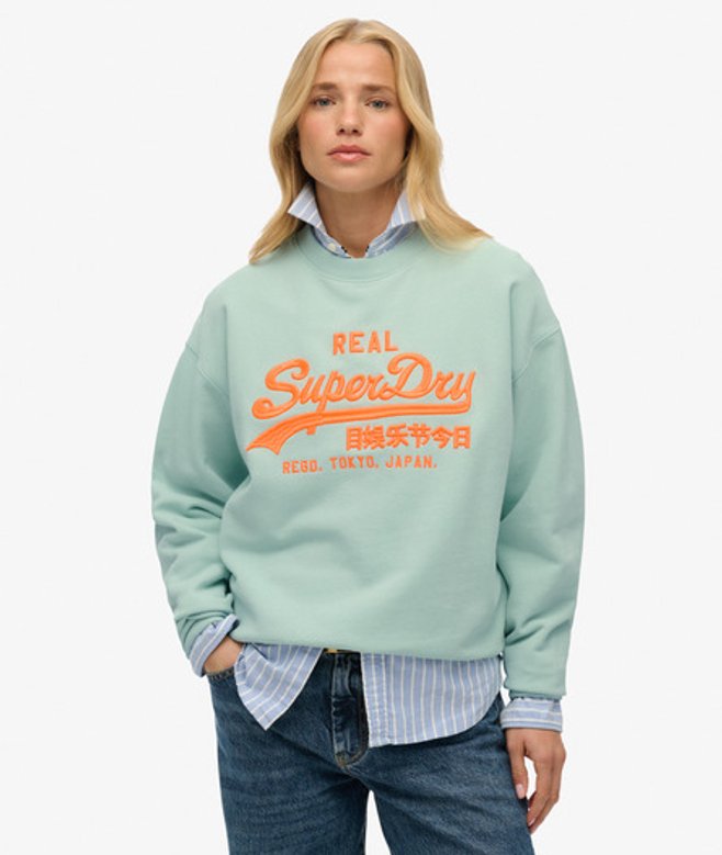Vintage Logo Neon Sweatshirt met Losse Pasvorm Blue Grootte: 40 afbeelding