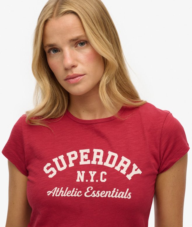 Athletic Essential Slub T-shirt Red Grootte: 36 afbeelding