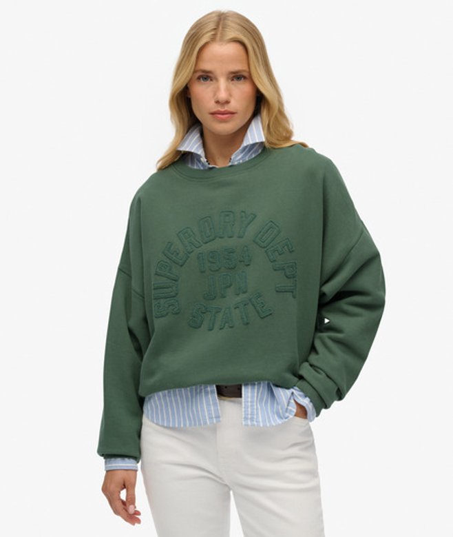 Athletic Essentials Tonal Sweatshirt met Ronde Hals en Appliqué Green Grootte: 42 afbeelding