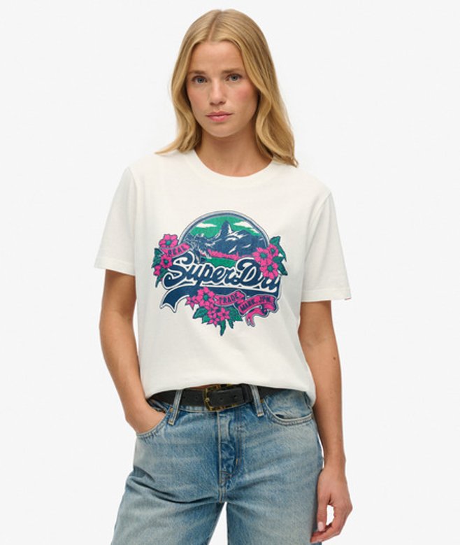 T-shirt met Bloemenprint White Grootte: 36 afbeelding