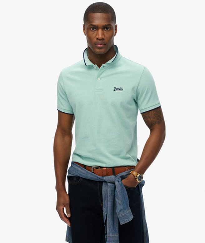 Superdry Men's Poolside Polo Shirt Green / Light Mint Green Marl - Size: L