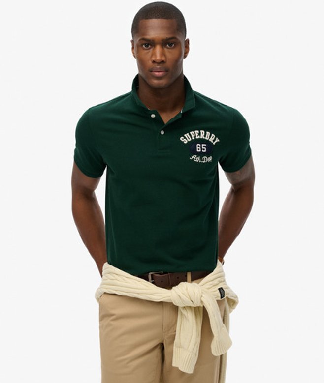 Superdry Men's Applique Classic Fit Polo Green / Emerald Green - Size: XL