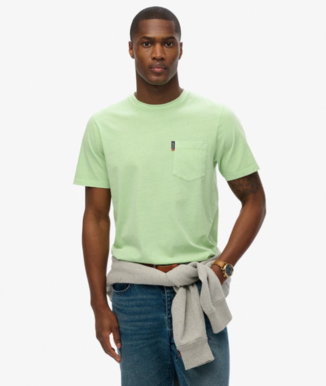 Klassiek Essential T-shirt met Borstzakje Green Grootte: Xxxl afbeelding