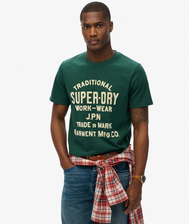 Workwear T-shirt met Afbeelding in Flockprint Groen Grootte: Xxl afbeelding