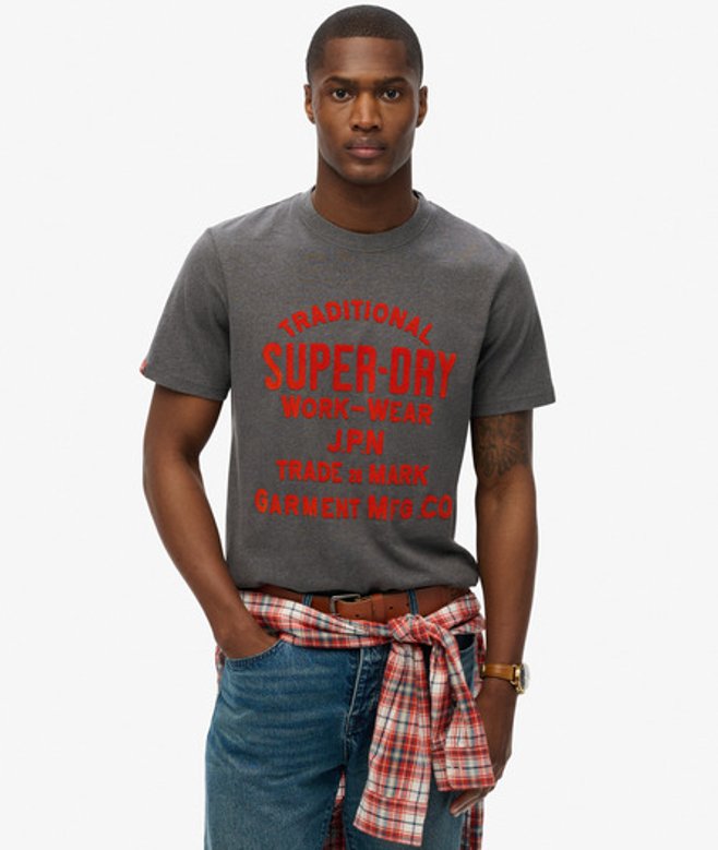 Workwear T-shirt met Afbeelding in Flockprint Grijs Grootte: L afbeelding