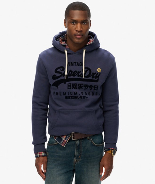 Superdry Ton-sur-ton Vintage Logo Hoodie Blauw