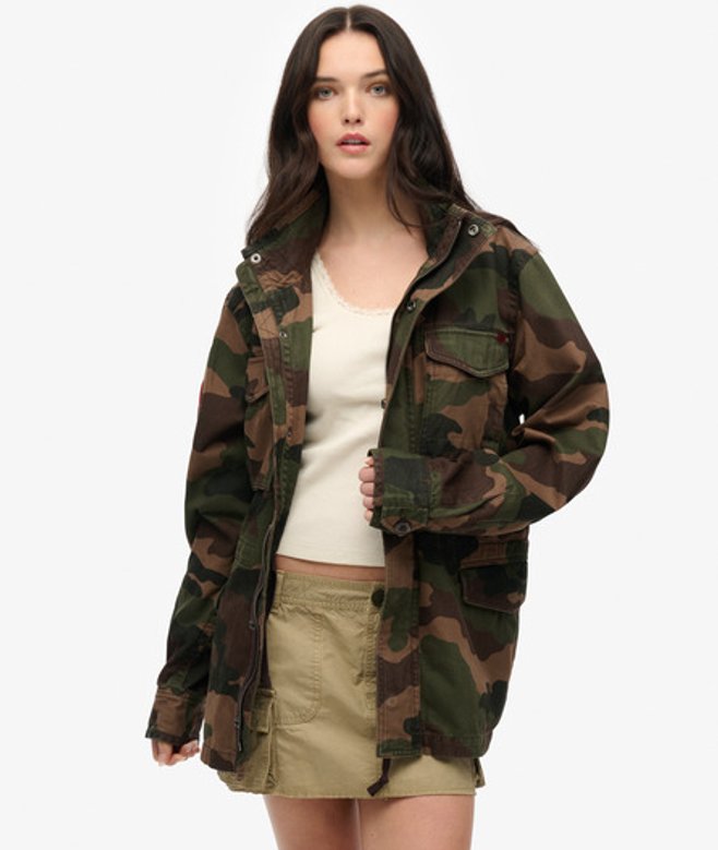 Men's Oversized Rookie Military Jacket Green / Troops Camo Green - Size: L - Superdry - Modalova