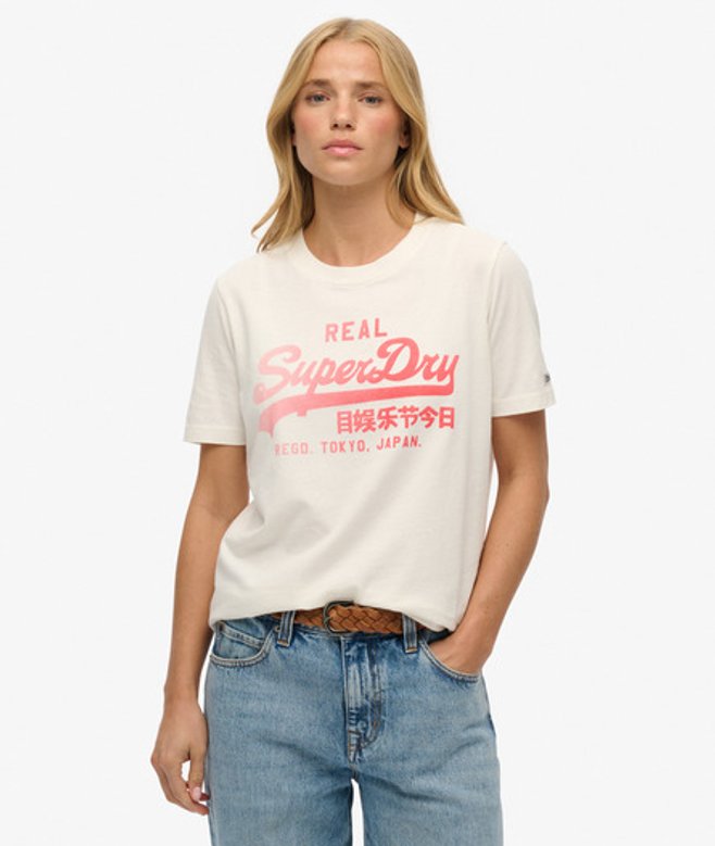 T-shirt met Vervaagd Vintage Logo