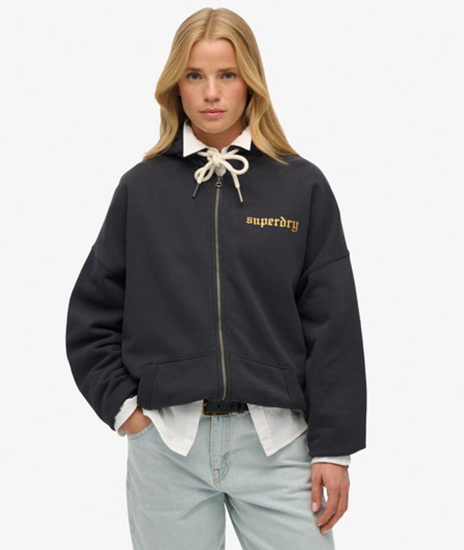 Old School Tattoo Oversized Hoodie met Rits