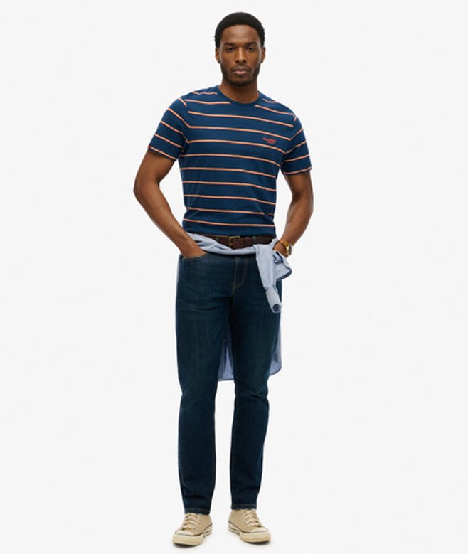 Superdry Herren Essentials Stripe T-shirt Blue