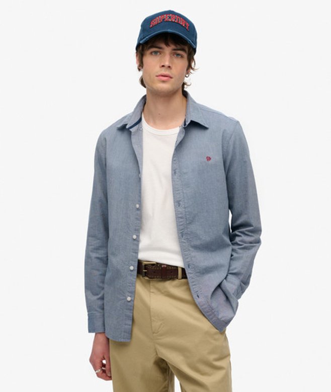 Superdry Klassiek Oxford Overhemd met Lange Mouwen Blue