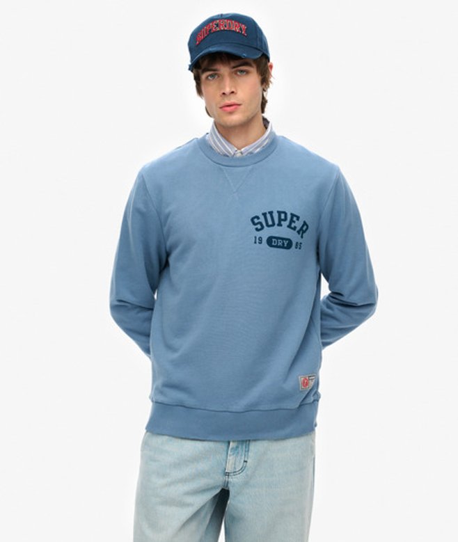 Superdry Atheltic Sweatshirt met Print Blue
