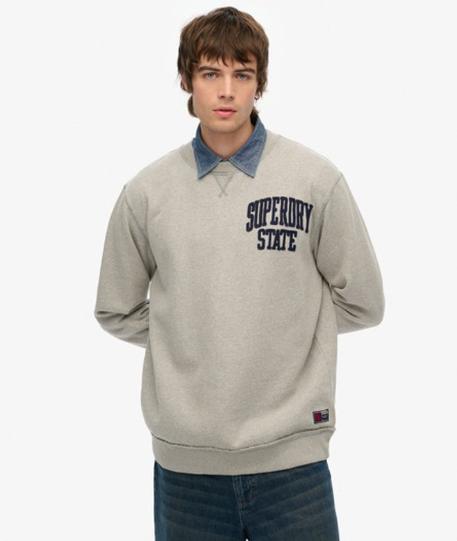 Superdry Vintage Athletic Sweatshirt met Ronde Hals Grey