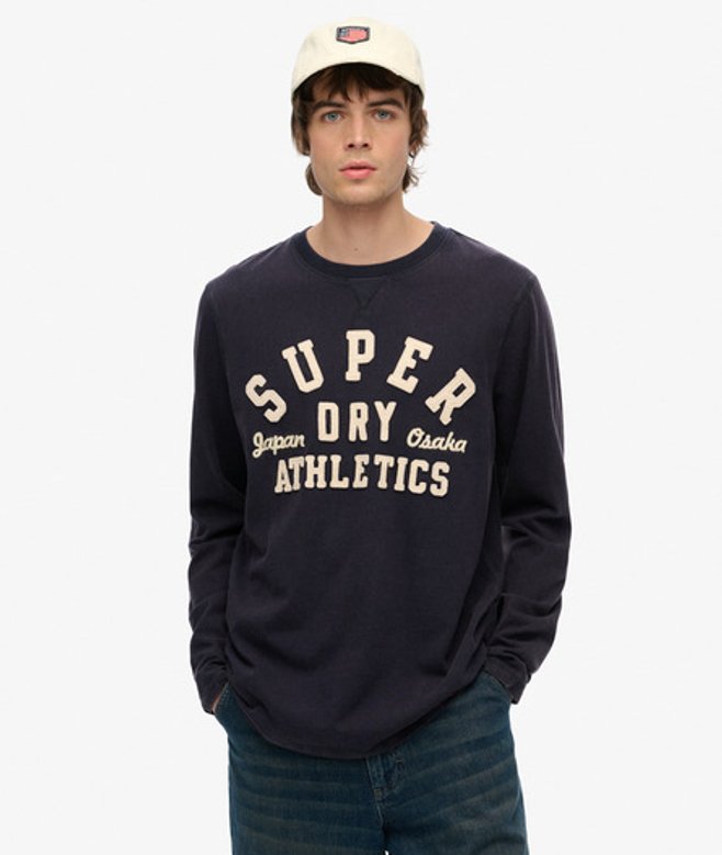 Men's Vintage Athletic Long Sleeve Top Navy / Eclipse Navy - Size: XL - Superdry - Modalova