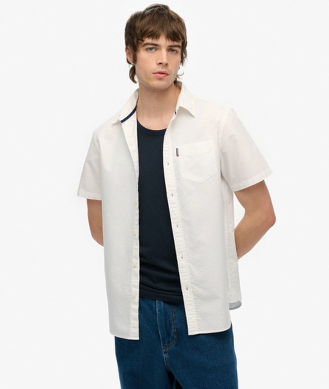 Superdry Oxford-overhemd met Korte Mouwen White