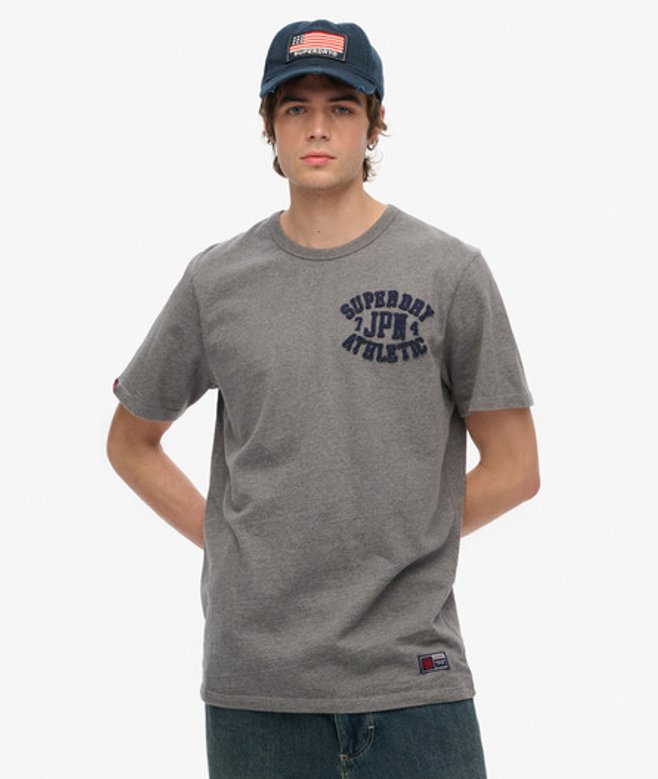 Vintage Athletic T-shirt met Korte Mouwen Dark Grey Grootte: M afbeelding