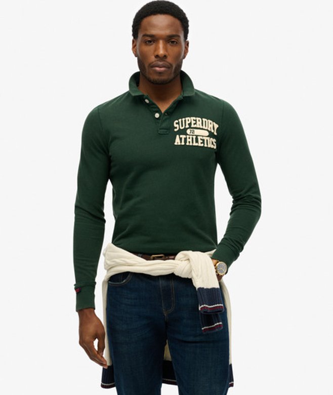 Superdry Vintage Athletic Polo met Lange Mouwen Green