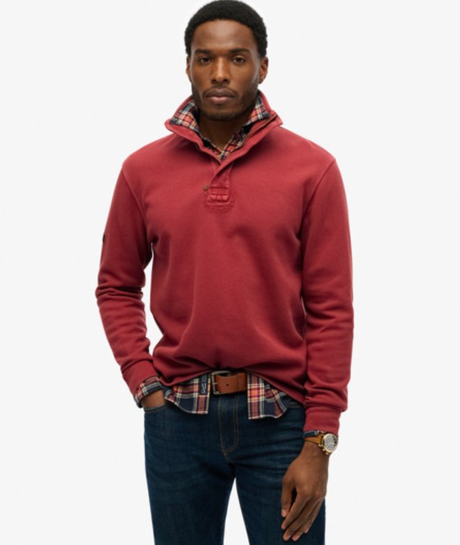 Herren Klassischer Pullover mit Halblangem Reißverschluss aus Baumwollpikee - Größe: L - Superdry - Modalova