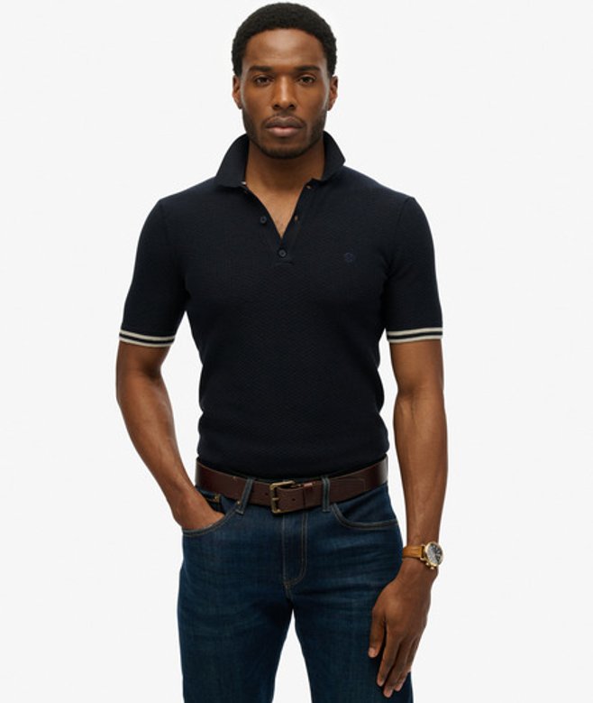 Men's Kurzärmeliges Strick-polohemd mit Struktur - Größe: Xxxl - Superdry - Modalova