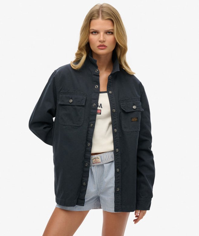 Women's Oversized Canvas Workwear Overshirt Navy / Eclipse Navy - Size: Xxl - Superdry - Modalova